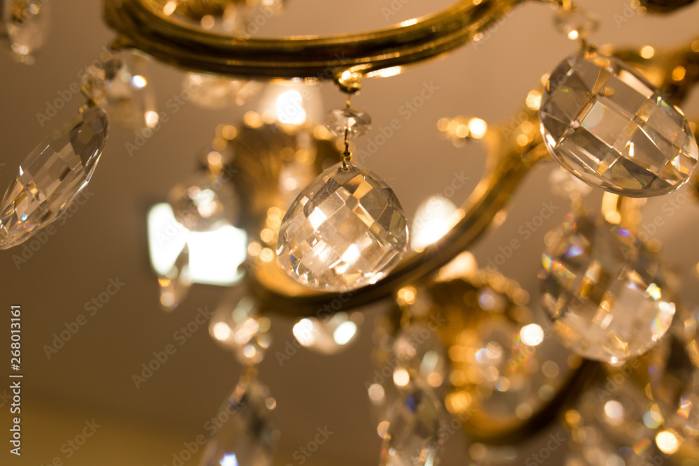 Bokeh made of chandelier. Background, abstraction postcard