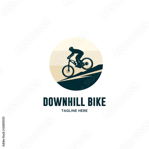 downhill bike with helmet logo
