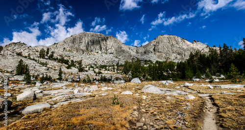 Pacific Crest Trail in Summer Crossing Donohue Pass Between Ansel Adams Wilderness and Yosemite National Park in California photo