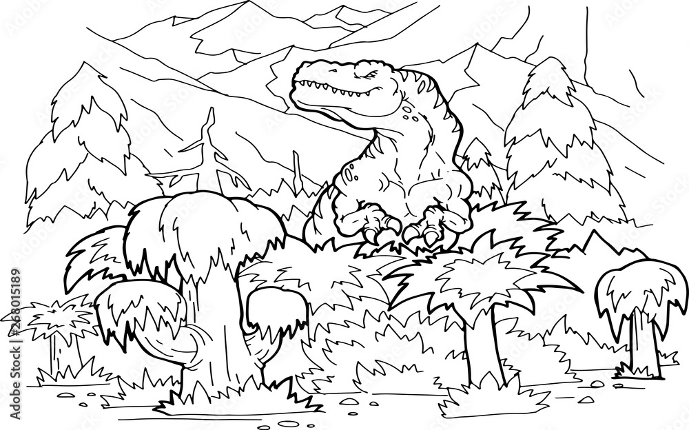 Coloring book dinosaur vector illustration. Stock Vector Adobe Stock