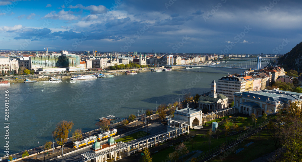 View of city Budapest cityscape with  Danube river