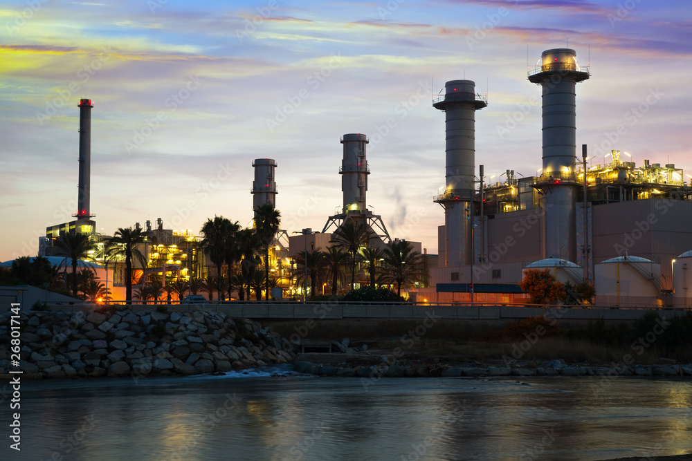 Sunset view of  power plant