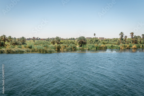 Landscape on the banks of the Nile river. Egypt