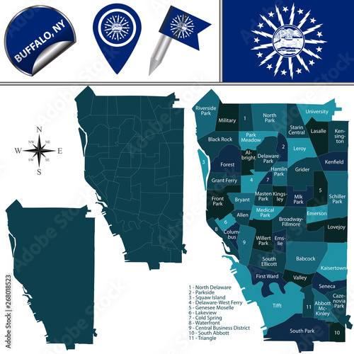 Map of Buffalo, NY with Districts