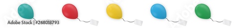 Viele bunte Luftballons mit Karten