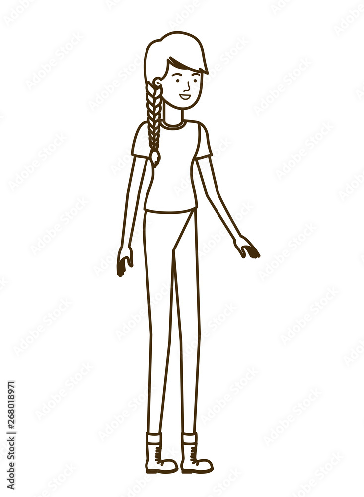young woman in white background avatar character young woman in white background avatar character