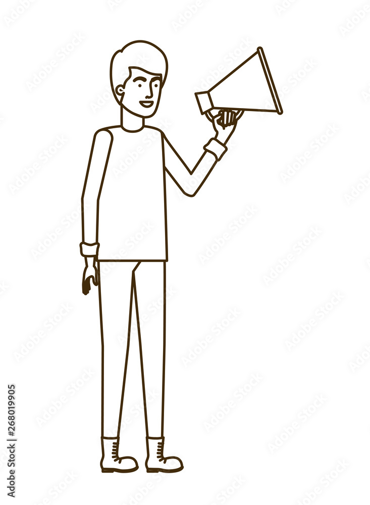 young man with megaphone in the hand