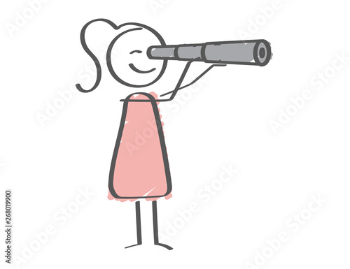 Stick Figure - woman with telescope