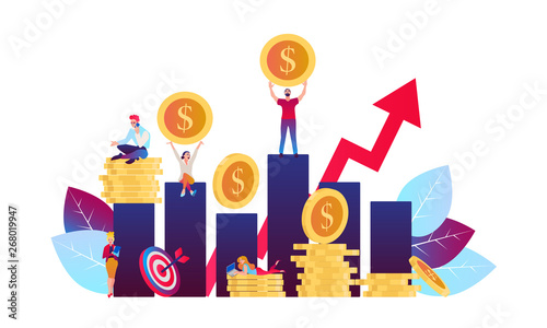 Investing in the future vector illustration. Flat design concept for smart investment, finance and banking