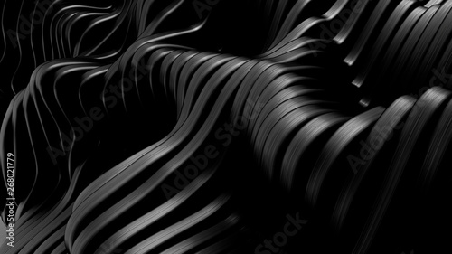 Black background with lines. 3d illustration, 3d rendering.