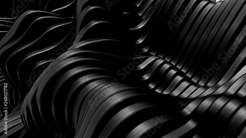 Black background with lines. 3d illustration, 3d rendering.