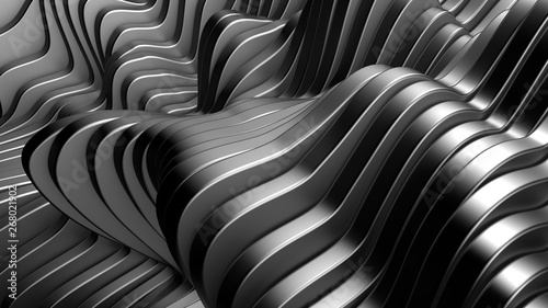 Metal background with lines. 3d illustration  3d rendering.