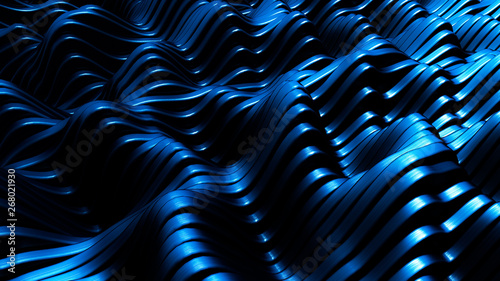 Blue background with lines. 3d illustration, 3d rendering.