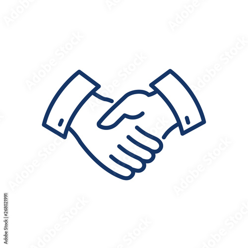 Vector handshake line icon.