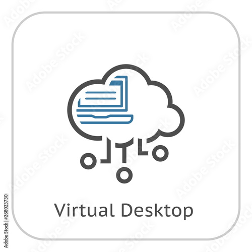 Simple Virtual Desktop Vector Line Icon