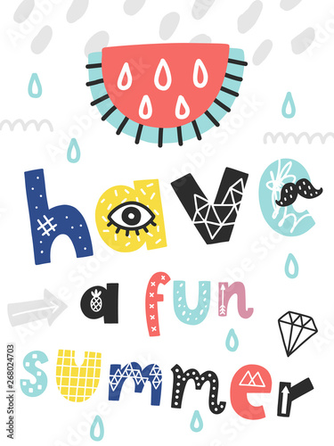 Vector summer doodle poster with phrase
