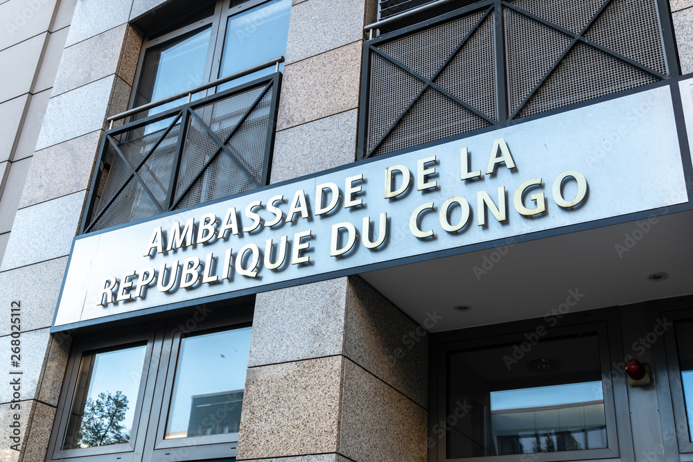 Fototapeta premium Exterior of the Embassy of the Republic of the Congo, Ambassade de la Réplubique Démocratique du Congo in Berlin, Germany