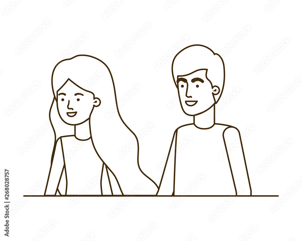 young couple in white background avatar character young couple in white background avatar character