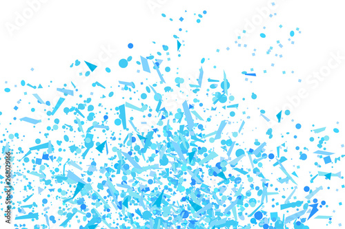 Confetti on isolated white background. Luxury texture. Festive backdrop with glitters. Pattern for work. Print for polygraphy, posters, banners and textiles. Doodle for design and business