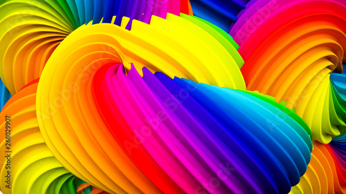 Abstract rainbow pastel shape. 3d illustration, 3d rendering.