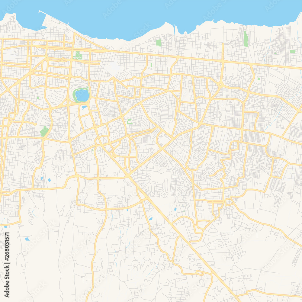 Obraz premium Empty vector map of Managua, Nicaragua