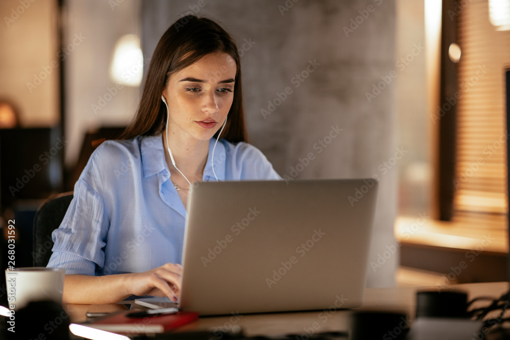 Businesswoman in having a video call on laptop. Businesswoman in having a video call on laptop.
