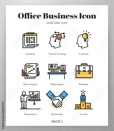 Office business icons LineColor pack