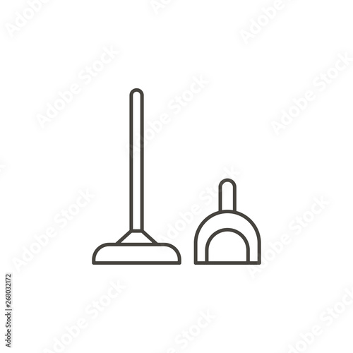 Broomstick, dustpan, floor cleaning vector icon. Simple element illustration from UI concept.