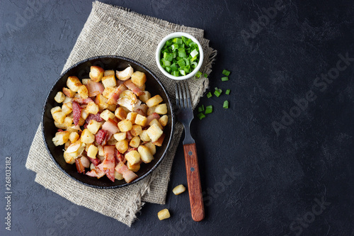 Traditional dish of Spanish cuisine - migos from bread.