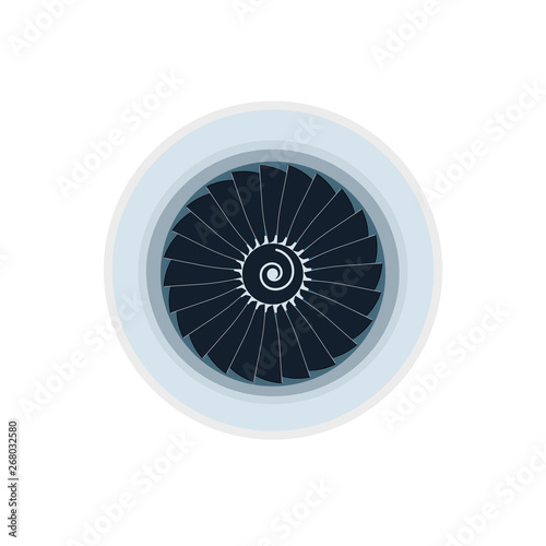 Aircraft engine, isolated vector image