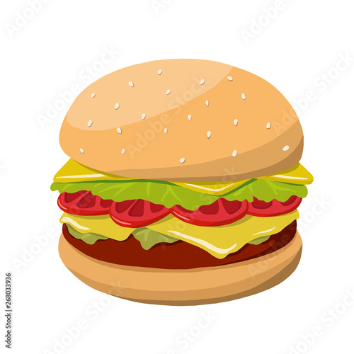 hamburger vector illustration. cute hamburger