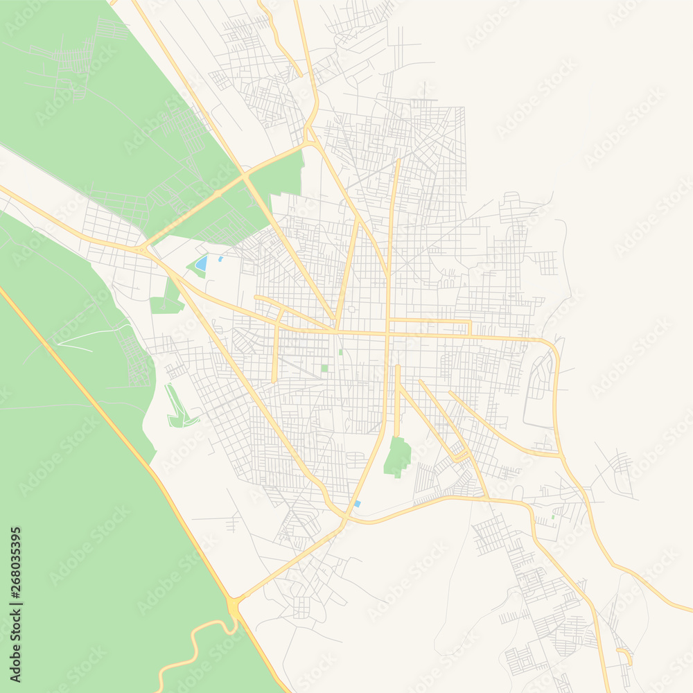 Empty vector map of Tehuacán, Puebla, Mexico