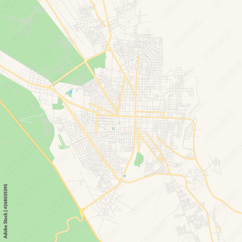 Fototapeta premium Empty vector map of Tehuacán, Puebla, Mexico