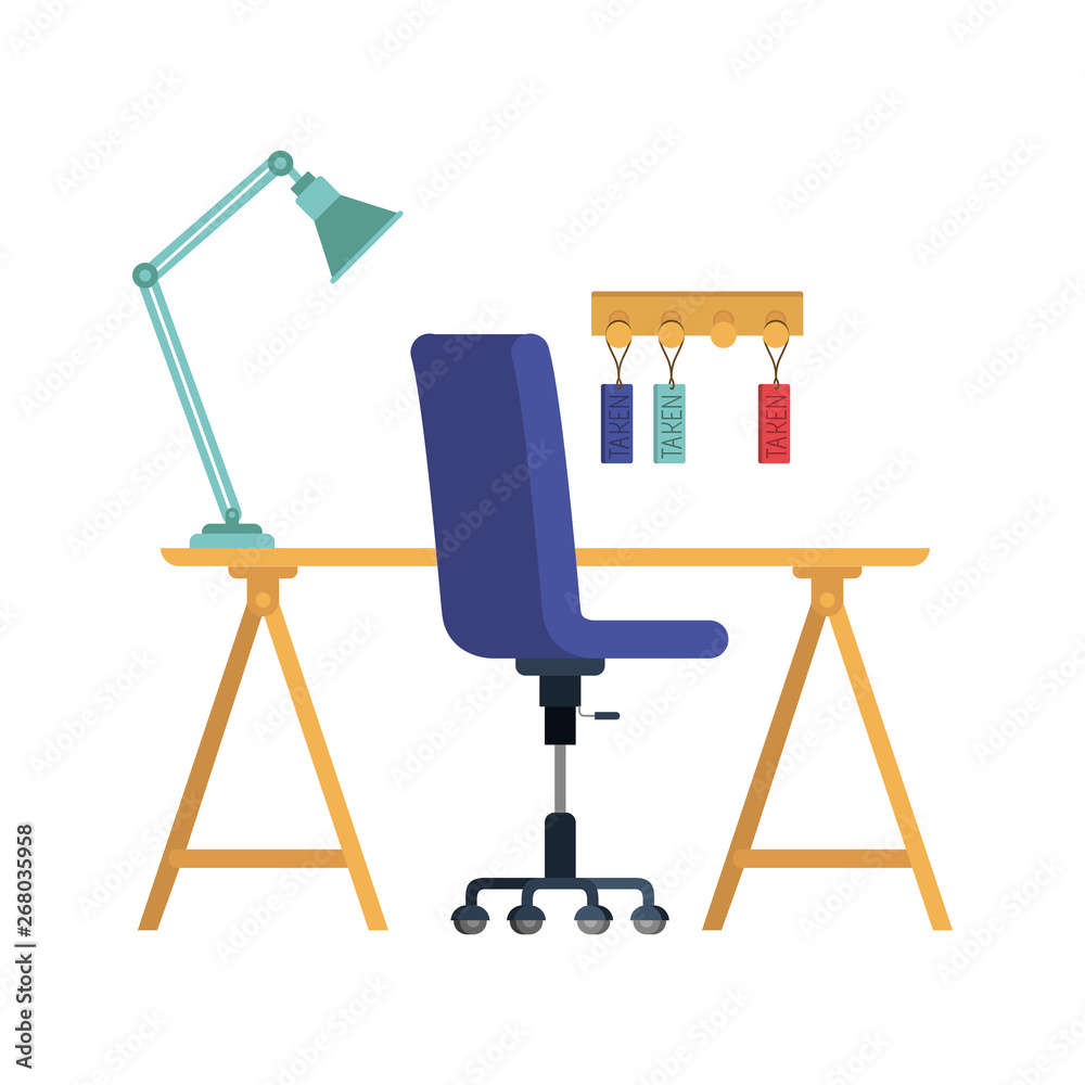 Fototapeta premium office desk with chair in white background