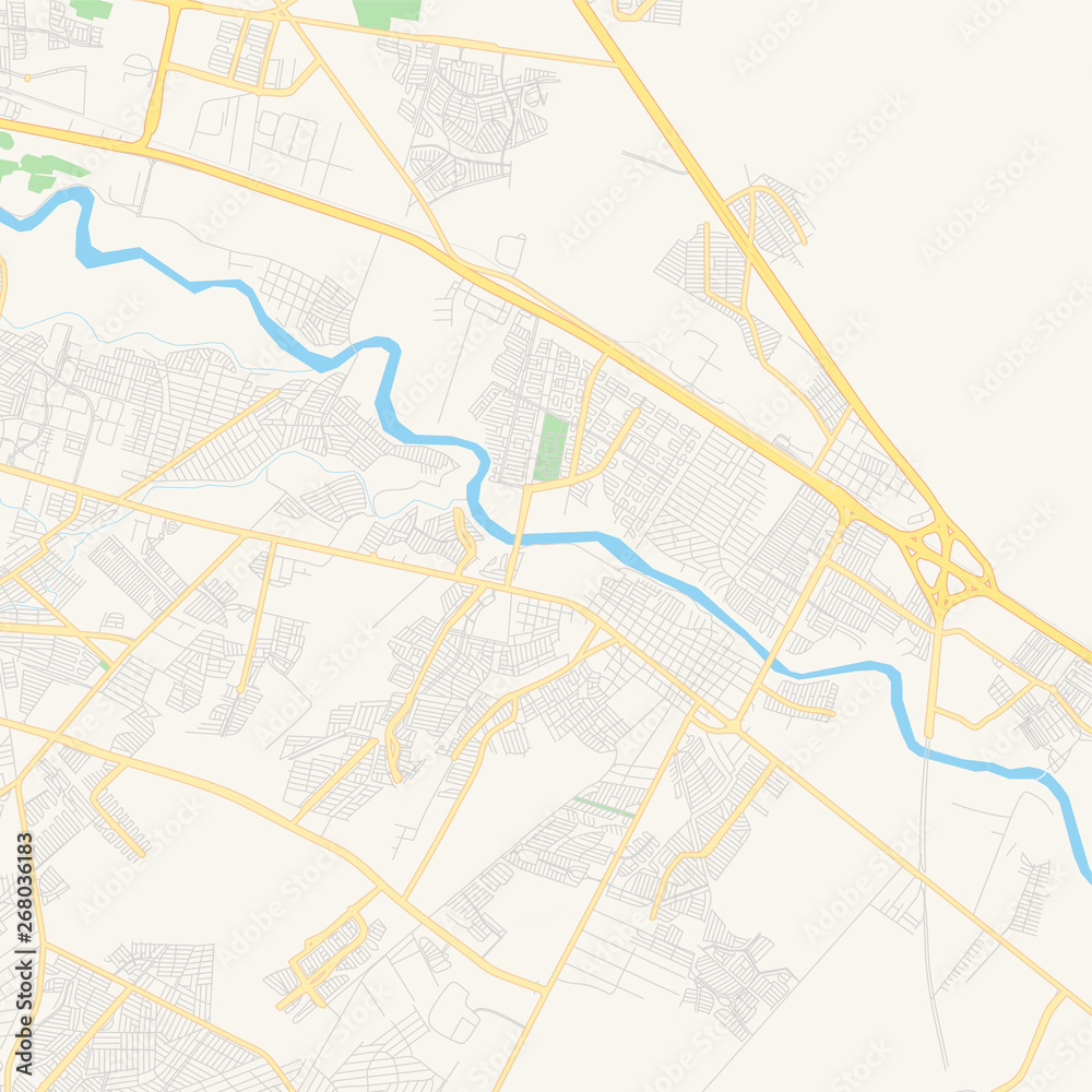 Naklejka premium Empty vector map of Ciudad Benito Juárez, Nuevo León, Mexico