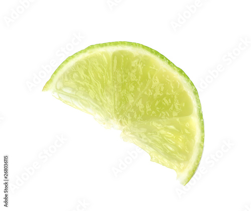 Cut fresh juicy lime on white background