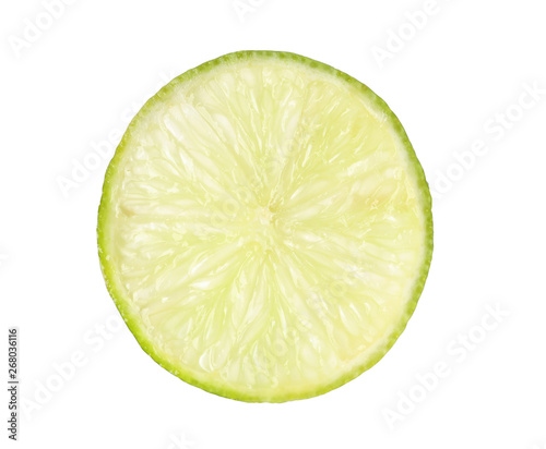 Cut fresh juicy lime on white background