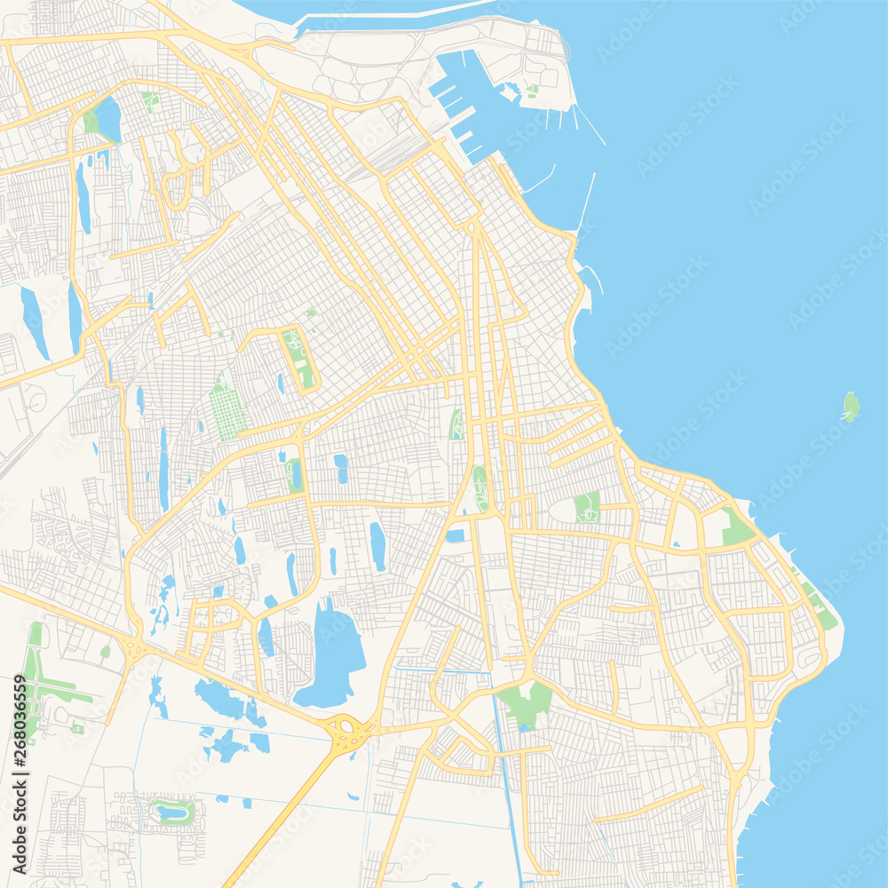 Fototapeta premium Empty vector map of Heroica Veracruz, Veracruz, Mexico