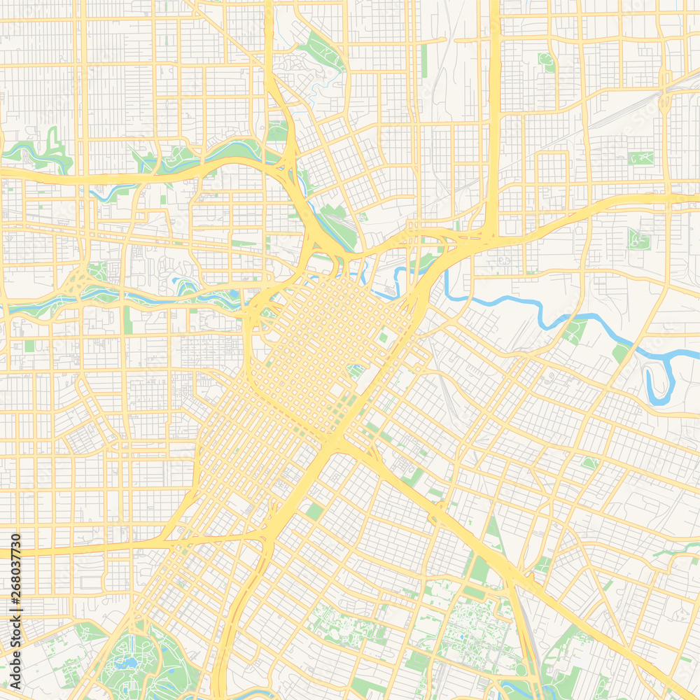 Empty vector map of Houston, Texas, USA