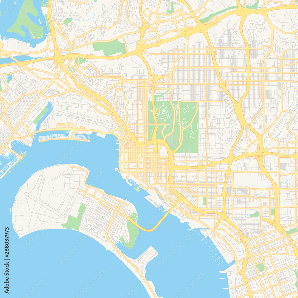 Fototapeta premium Empty vector map of San Diego, California, USA