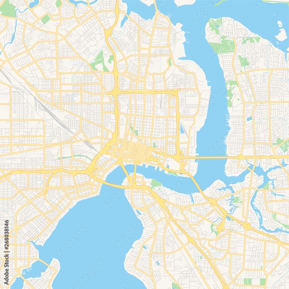 Empty vector map of Jacksonville, Florida, USA