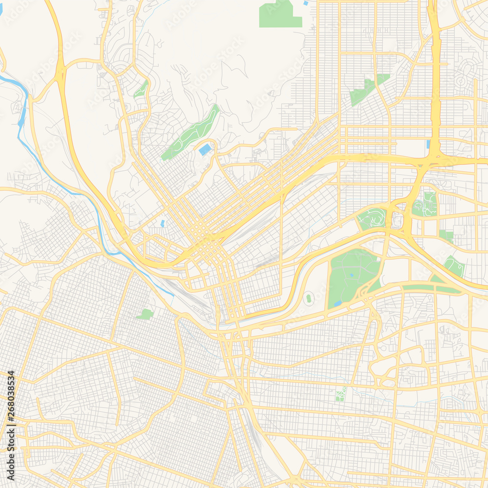 Empty vector map of El Paso, Texas, USA