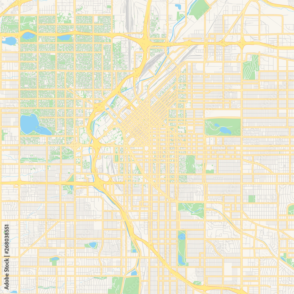 Empty vector map of Denver, Colorado, USA