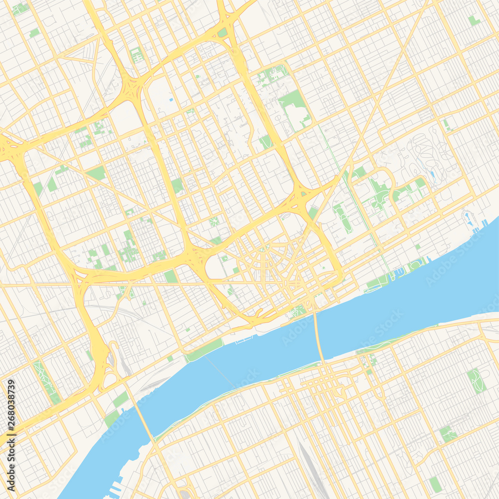 Empty vector map of Detroit, Michigan, USA