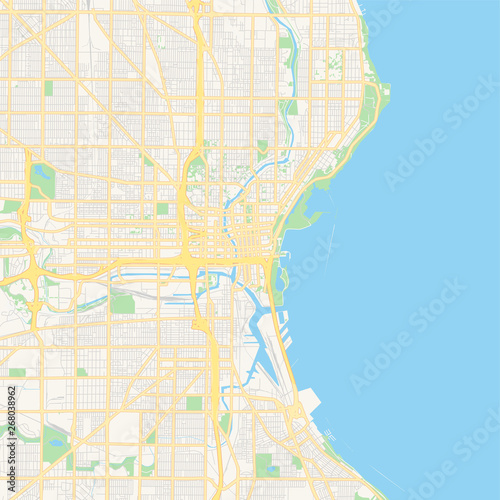 Empty vector map of Milwaukee, Wisconsin, USA