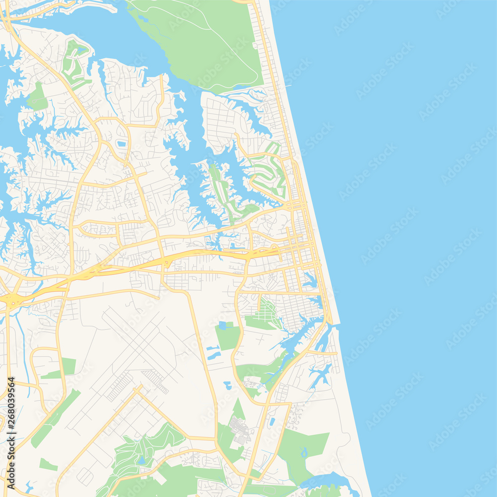 Empty vector map of Virginia Beach, Virginia, USA