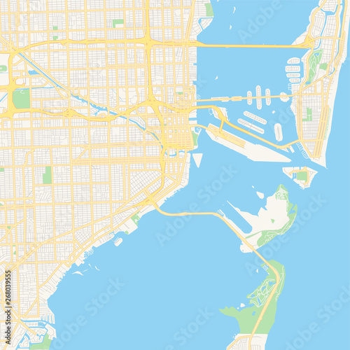 Empty vector map of Miami, Florida, USA