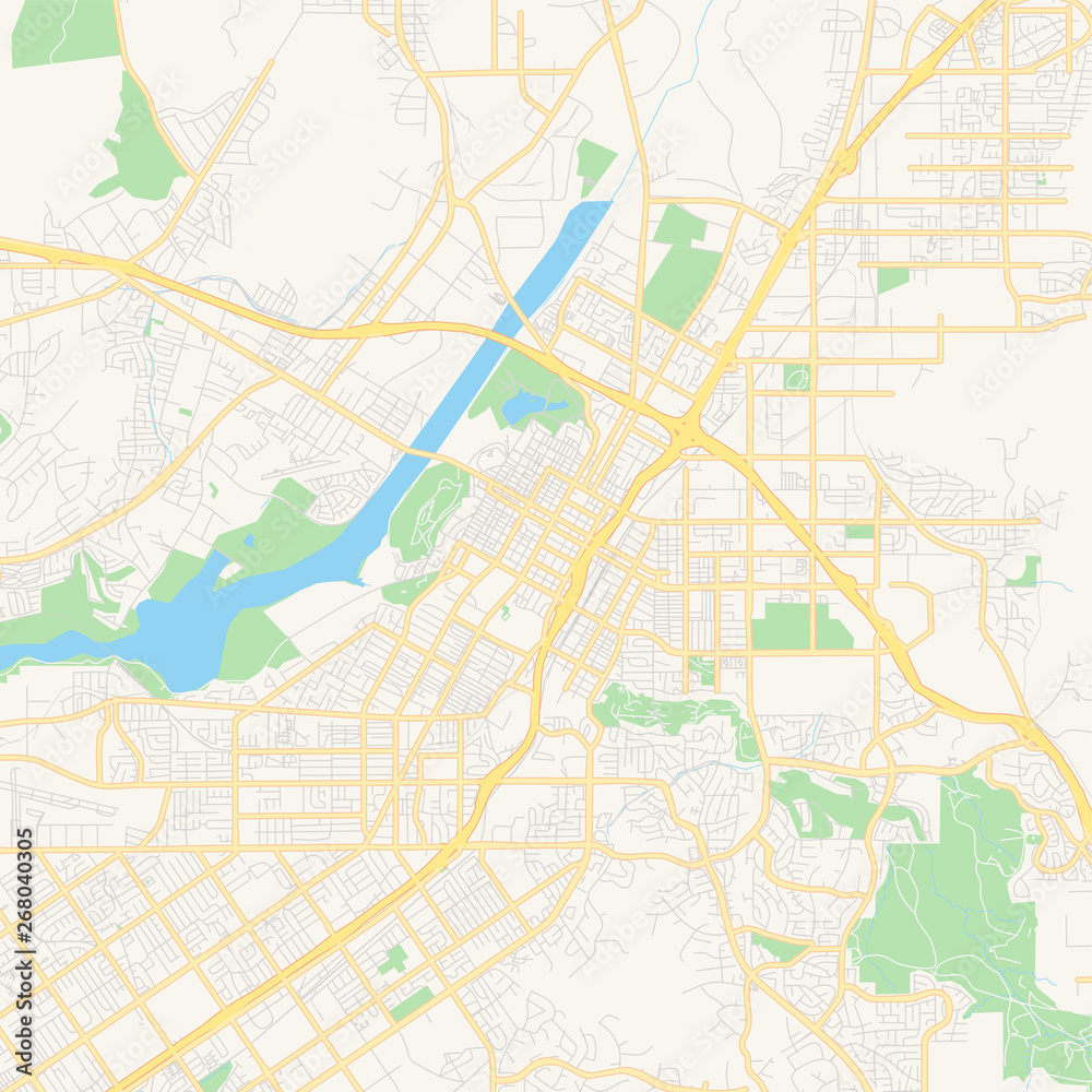 Empty vector map of Riverside, California, USA
