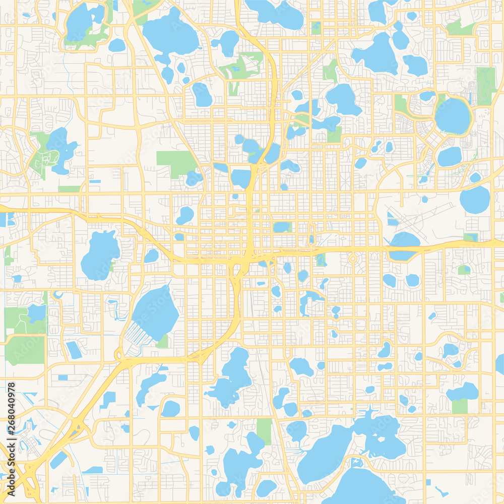 Empty vector map of Orlando, Florida, USA