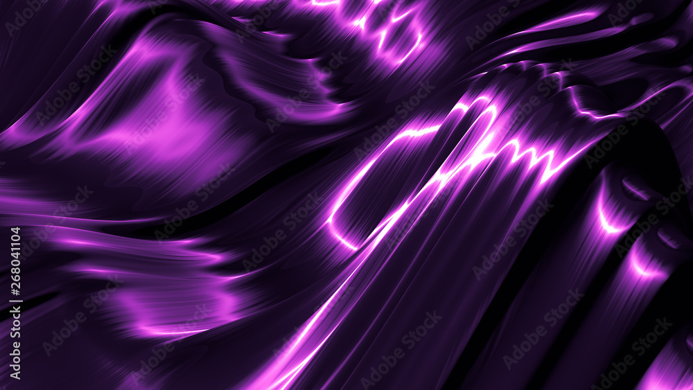 Luxurious purple background with flying fabric. 3d illustration, 3d rendering.